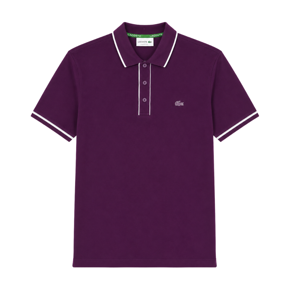 POLO LACOSTE "MORADA DETALLES MANGA BLANCA"