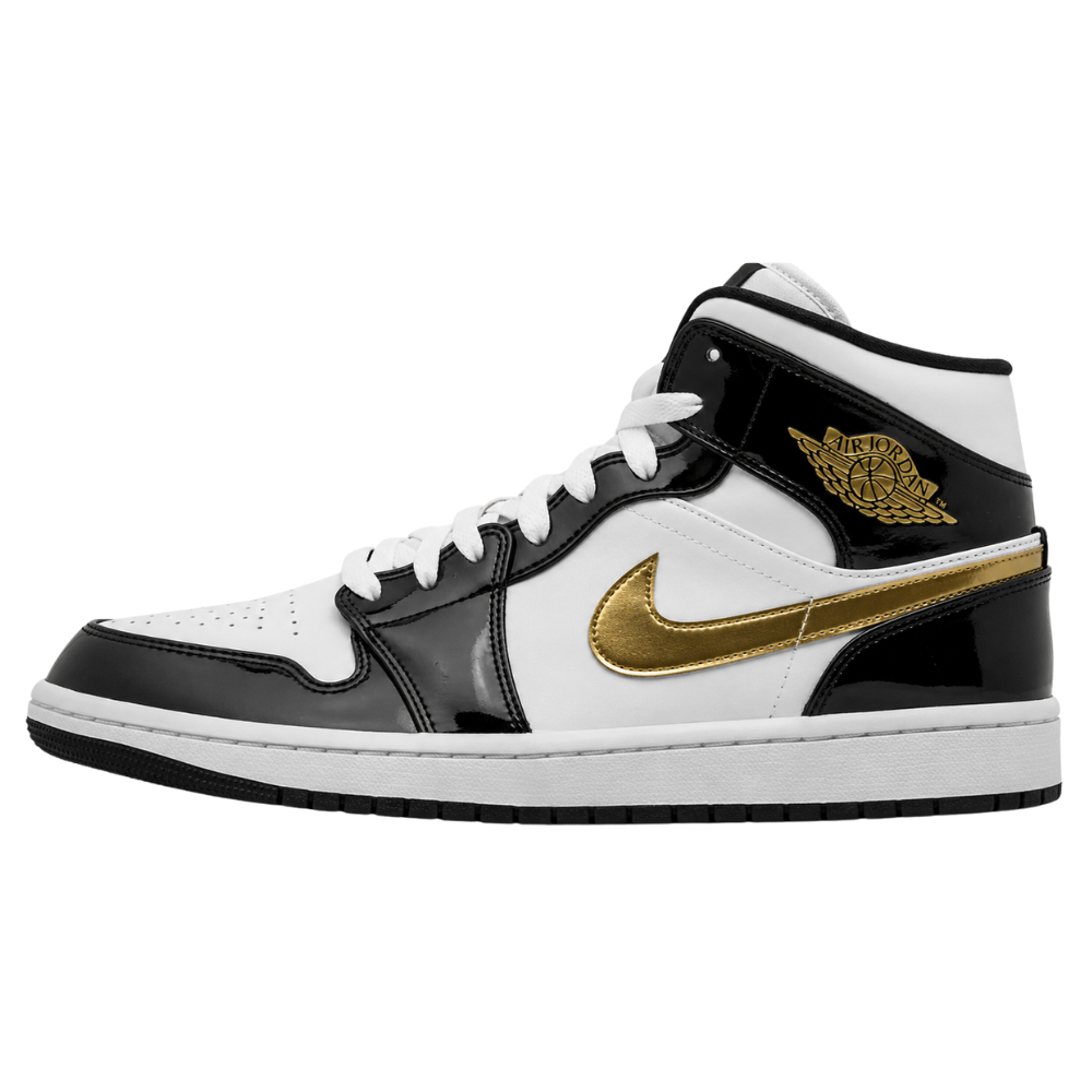 TENIS JORDAN 1 MID "PATENT METALLIC GOLD"