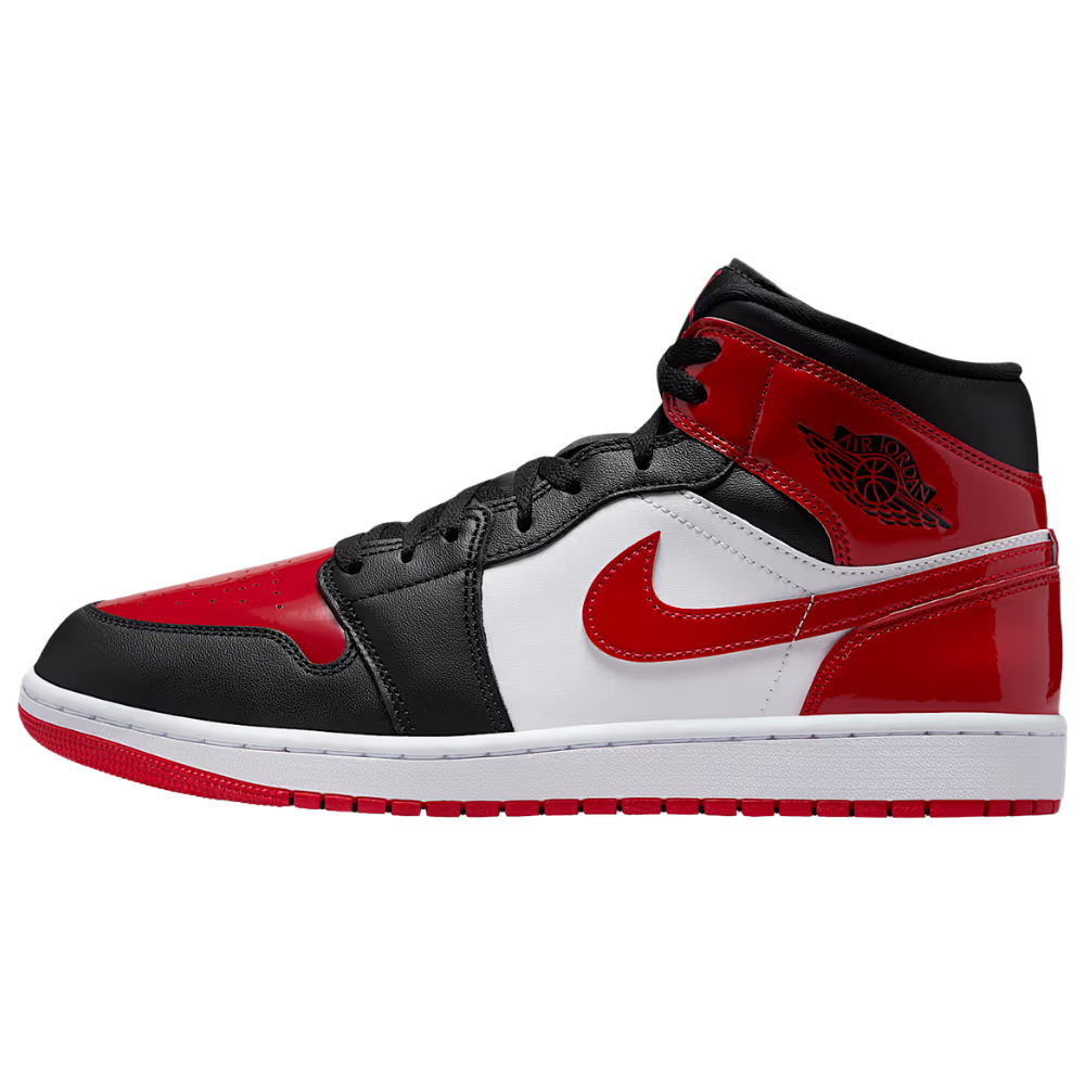 TENIS JORDAN 1 MID "CHAROL NEGRO/ROJO"