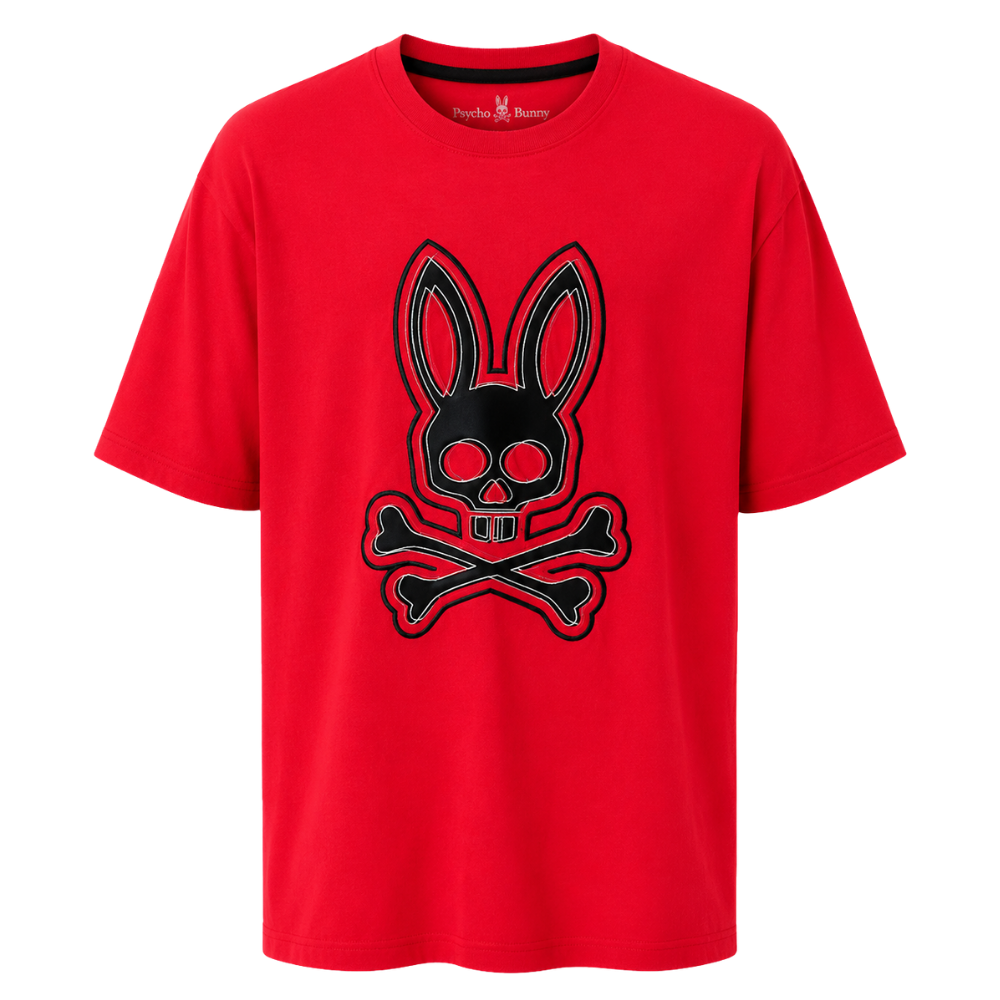 PLAYERA PSYCHO BUNNY "ROJO LOGO CLASICO NEGRO"
