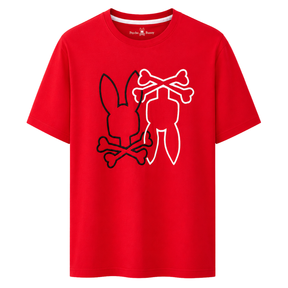 PLAYERA PSYCHO BUNNY "ROJO LOGO NEGRO/BLANCO"
