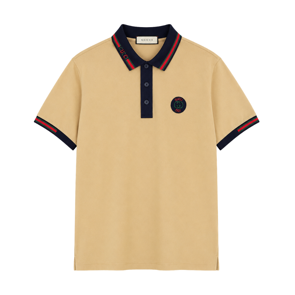 POLO GUCCI "BEIGE DETALLES NEGROS/ROJOS"