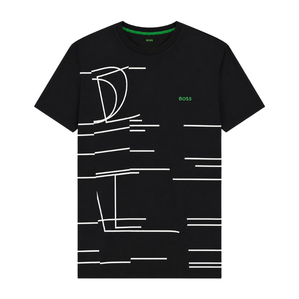 PLAYERA BOSS "NEGRA/BLANCO LOGO VERDE"