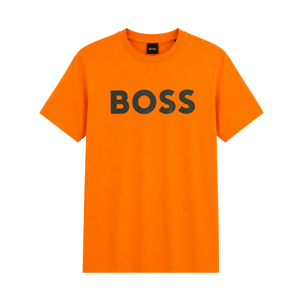 PLAYERA BOSS "NARANJA LETRAS NEGRAS"