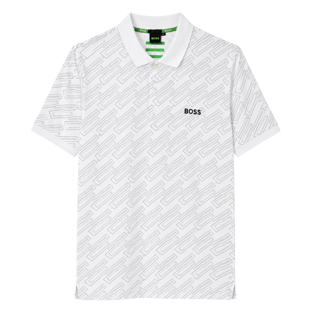 POLO BOSS "BLANCA RECTANGULOS GRISES"