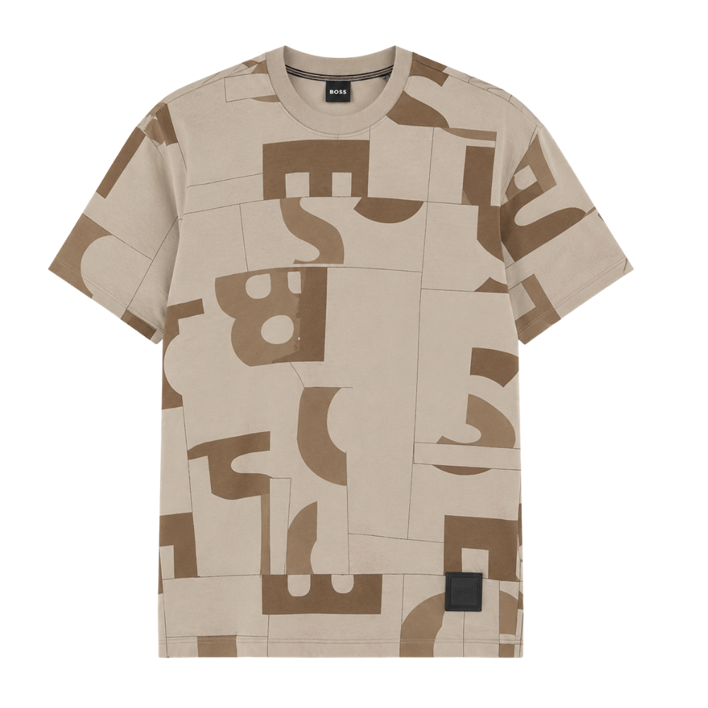 PLAYERA BOSS "BEIGE/CAFÉ CUADRADOS BOSS"