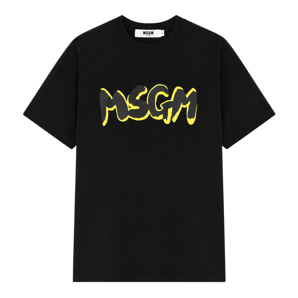 PLAYERA MSGM "NEGRA LOGO AMARILLO"