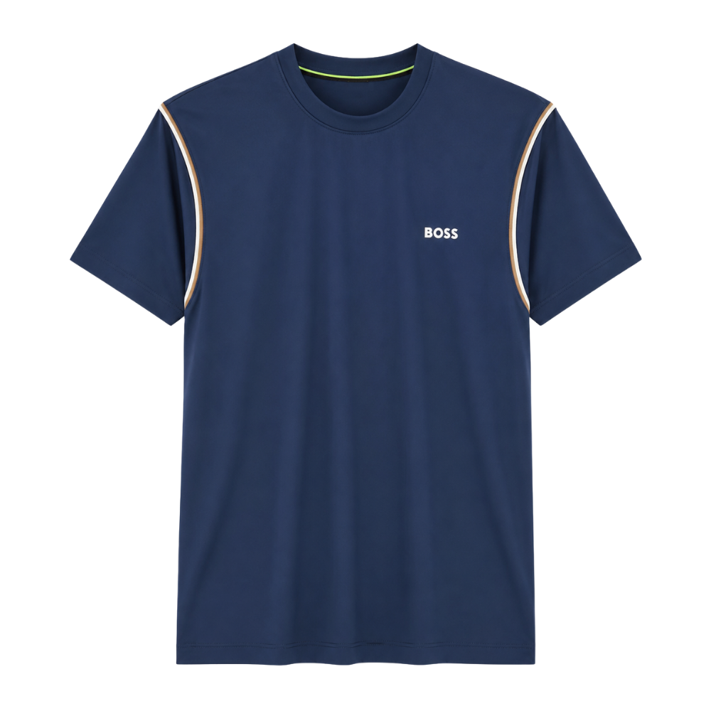 PLAYERA BOSS "AZÚL MARINO DETALLAS MANGA"