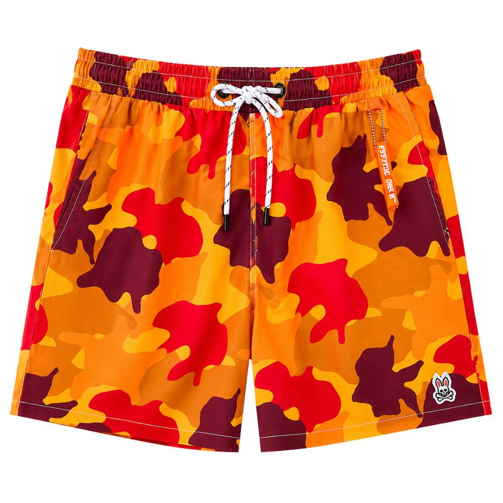 SHORT DE PLAYA PSYCHO BUNNY "CAMUFLAJE NARANJA"
