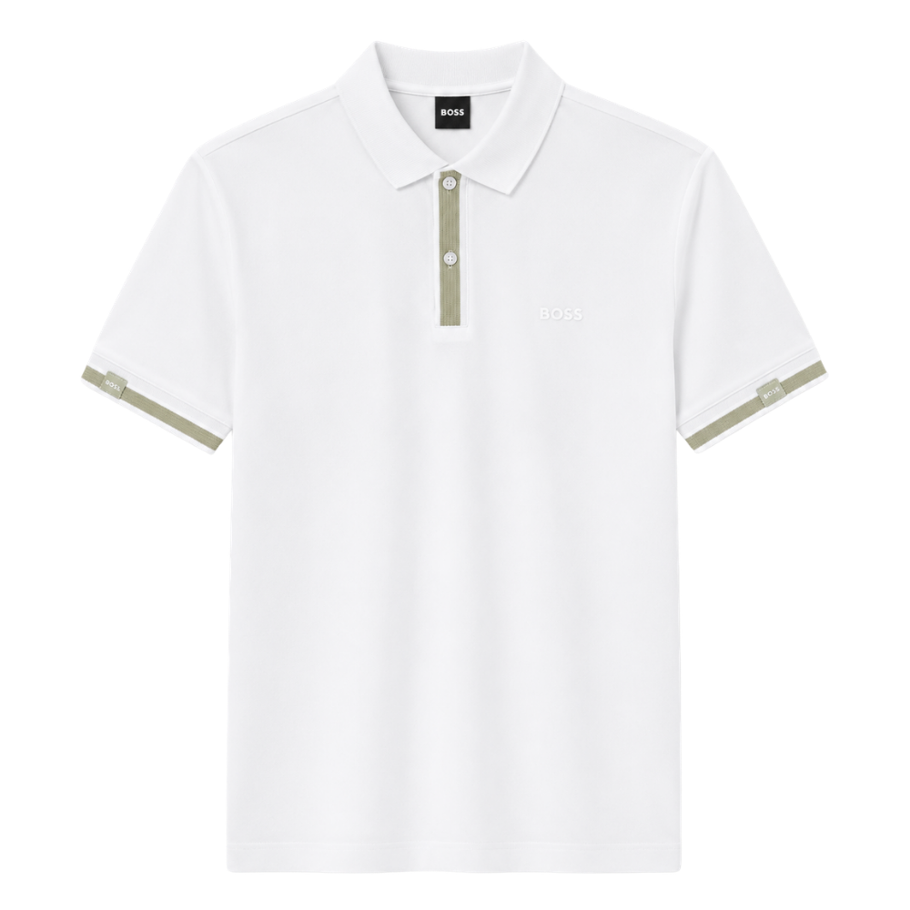 POLO BOSS "BLANCO DETALLES MANGA BEIGE"