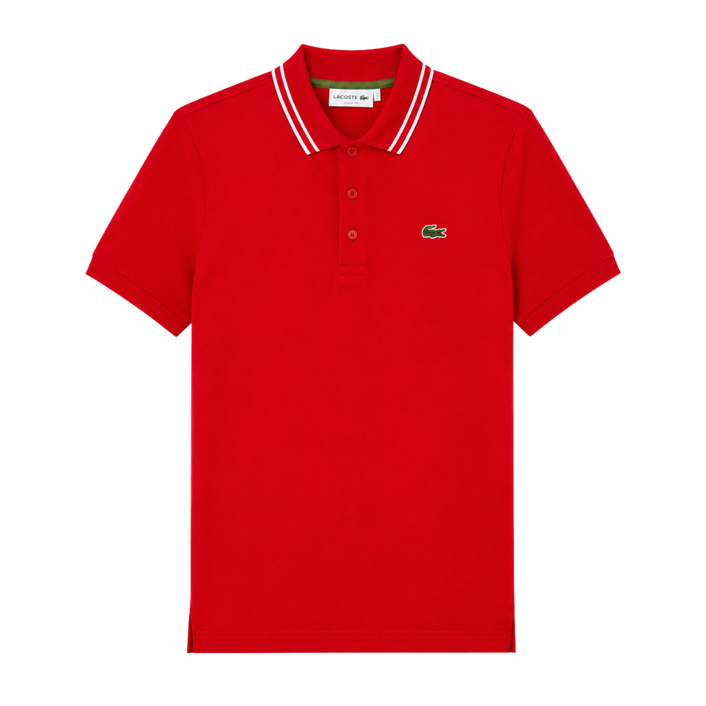 POLO LACOSTE "ROJO CON DETALLES BLANCOS"