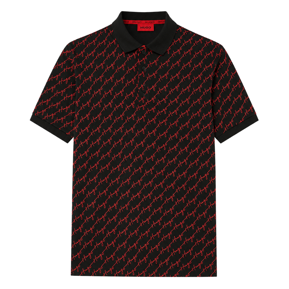 POLO HUGO "NEGRA MONOGRAMA ROJO"