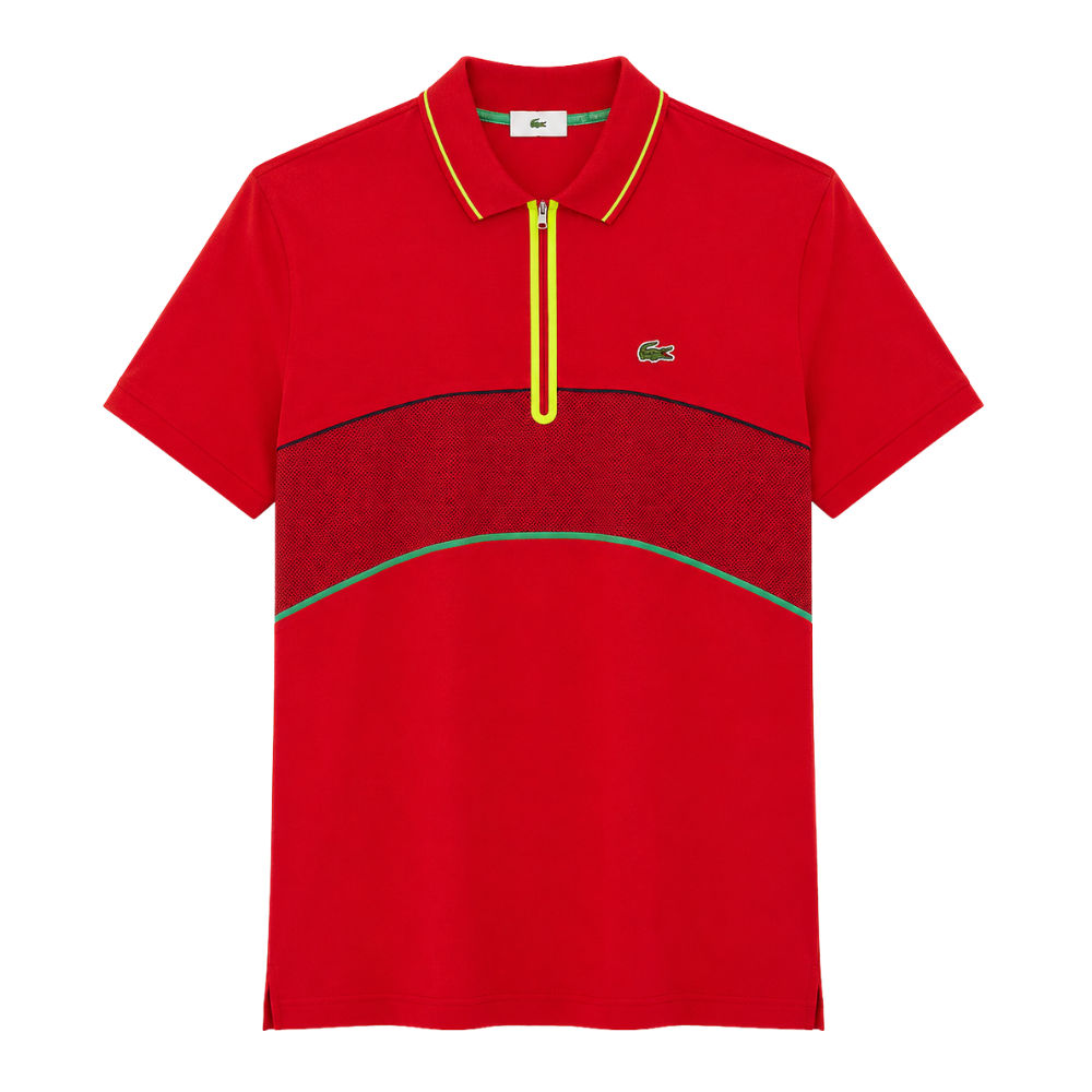 POLO LACOSTE "ROJO CIERRE AMARILLO"