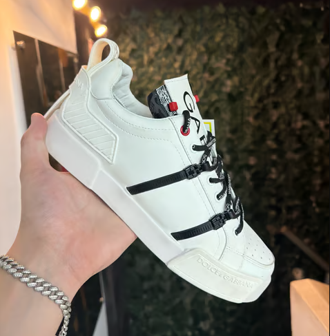 TENIS DOLCE & GABBANA PORTOFINO "CORREA BLANCO NEGRO"